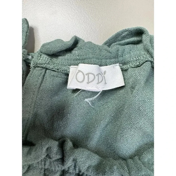 Embroidered Womens Linen Dress 1Sz Green Lagenlook Artsy Cottagecore Boho Hippie - Picture 4 of 16